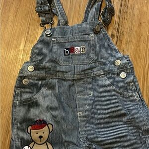 Carter's Navy and White Striped baseball Baby overalls